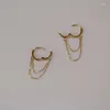 Boucles d'oreilles créoles CMajor 9K boucle d'oreille en or massif rétro mode tempérament Double chaîne gland élégant Minimal Simple cadeau pour les femmes