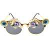 Zonnebrillen coole vrouwen mode ovaal bloem frame barokke retro zonnebril vintage dames tinten strass brilglasses