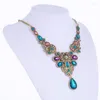 Ras du cou bijoux de mode femmes luxe strass collier coloré cristal fleur bavoir déclaration colliers pendentifs