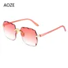 Sunglasses AOZE 2023 Retro Rimless Female Brand Designer Gradient Ladies UV400