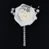 Decorative Flowers & Wreaths 1Piece Wedding Boutonniere Ribbon Rose With Pearl Rhinestone Corsage Flower Prom Party Man Woman Suit Brooches