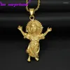 Pendant Necklaces Stainless Steel 18K Gold-plated Religious Series Necklace Hypoallergenic Non-fading Chain Length 61CM Thick 3mmPendant Mor