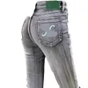 Jeans Femme Designer Poche arrière vert brodé gris foncé taille haute stretch slim leggings en denim Y14P