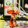 Bicchieri da vino Bicchiere da cocktail a fungo con cannuccia per bevande domestiche Birra Tazze da caffè trasparenti creative Bicchieri Bar Strumento per feste KTV