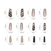 Faux Nails 2023 24pcs Long Presse sur l'ongle Black Border Design Couverture complète Salon de manucure artificielle DIY Art Sweet Style Faux