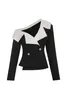 New Fashion Red Carpet Women Suit Bare One Shoulder White and Black Slim-fit Blazer Only Jacket