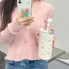 Water Bottles Cute Flower Stainless Steel Thermos Bottle 480ML Home Office Thermal Insulation Water Milk Tea Cup Portable Outdoor Straw Cup 230320