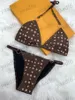 Designer Women's Summer Designer Beach Womens Swimwear Sexy Bikinis Classic Brown Standard L Print V Design Swimsuit S-XL 9Y3D