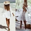 Abiti casual 2023 Costumi da bagno da donna Costumi da bagno Hollow Crochet Cover Up Kaftan Sarong Summer Dress Suit