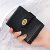 Portefeuilles 2023New Mini Pure Color Wallets For Women Hasp Card Holder Solid Pu Retro Simple Portes Vintage Multifunctionele portemonnee Vrouw G230308