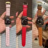 Apple Watch Band 38mm 42mm 44mm 45mm 49mm IWATCHシリーズ8 4 5 6 7ストラップゴールドクリップオリジナルモノグラムプリントAPウォッチバンドのための本革のスマートウォッチストラップバンド