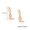 Dangle Earrings GSOLD Geometric Metal Pink Enamel Girl Leather Boots Pendant Simple Fashion Women Alloy Jewelry