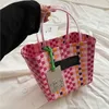 sacs de plage femmes sacs de designer seau tissé sacs à main de luxe Couleur correspondant panier en plastique tissé sac à provisions 230301