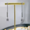 TASSLES 100% REAL 925 Sterling Silver Dangle Earring Diamond Jewelry Engagement Wedding Drop Earrings for Women Brud Gift