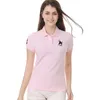 Dames Polos Ins Summer Women Shortsleeveved 100 katoen Big Horse Borduurwerk Slim Polo Shirts Fashion Female Button Placket Tops S3XL 230317