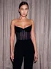 Tanques de mujer Camis Sexy Lace Strapless Body Body Body Elegante Mujer Negro Malla Patchwork Slim Celebrity Party Runway Club 230317