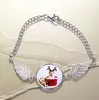 Sublimation pendant Angel Wings Circular heart bracelet heat transfer print blank hand ornament cross-border in stock A0095