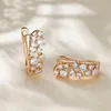 Hoop Earrings Dainty Hollow Small Round Stone White Zircon Crystal Trendy Gold Color Wedding For Women Jewelry