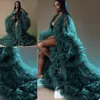 Jackets de casacos verdes grávidas verdes Po Bathrobe Pijam Robe Sexy Tulle GOWNS Custom Mesh Prom Dama de Brides Dama Shawl