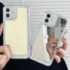 Coque de téléphone miroir bord Transparent pour iPhone 14 13 12 11 Pro Max Plus X XR XS 7 8 boutons de placage deux en un couverture antichoc