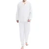 Mäns sömnkläder Herrhem pyjamas långärmad t-shirt pyjamas set höst mode daglig högkvalitativ ren färg långa byxor pajame 2 bit set 230320