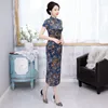 Etnische kleding 2023 Lente zomer moerbei zijden korte mouw Chinese traditionele elegante dames slanke lange hoogwaardige cheongsam jurk