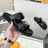 Дизайнер тапочки Bom Dia Flat Mules Men Sliders коричневая золотая серебряная пряжка с настоящей кожа