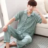 Męska odzież śpiąca męska T Shirt Cotton Pajama Zestaw 4xl Sleepwear Sexy Męs Turndown kołnierzy