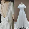 Vestido de noiva francês de cetim claro de luxo aberto nas costas FN4276