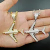 Hänge halsband Hip Hop Micro Paled Cubic Zirconia Bling Out Aircraft Pendants For Men smycken Guld Colorpendant Pendantpendant