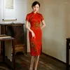 Ubranie etniczne kobiety orientale eleganckie cheongsam szczupły vintage impreza qipao chińska tradycyjna sukienka dobra jakość sukienki wieczorowe Chiny