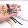 Pendant Necklaces Selling Gold/ Black Stainless Steel Religious Wicca Pentagram Curb Chain Necklace 5mm 18''-32''Pendant Mor