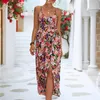 Vestidos casuais chifirena backless halter vestido longo para mulheres com estampa floral com estampa floral de flaghett de mangas