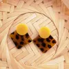 Stud Earrings QCOOLJLY Design Leopard Print Acrylic Geometric Round Circle Square Big For Women Girl Party Jewelry