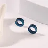 Bengle oorbellen rond metalen hoepels vrouwen 2023 trendy blauwe perforatie geavanceerde deel avondjurkaccessoires