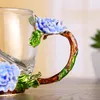 Tasses soucoupes pivoine émail créatif fleur tasse à thé cristal cadeaux ménagers pour les étudiants