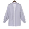Damskie bluzki Tetyseysh zobacz cienki kardigan moda Jacquard szyfonowa bluzka dla kobiet z długim rękawem Otwórz przednie plażę Kimono Tops