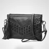 Sacs de soirée rétro Rivet enveloppe épaule pour femmes petit sac de messager en cuir PU pochette pour femme noir Bolsos Mujer sac à main