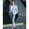 costume en lin bleu pour homme