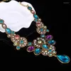 Halsband Modeschmuck Frauen Luxus Strass Kragen Bunte Kristall Blume Bib Aussage Halsketten Anhänger