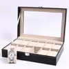 Jewelry Pouches Leather Watch Box Black Men's Storage Boxes Case With Window Women Gift Fashion Display Holder