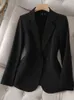 Trajes de mujer Blazers Primavera Otoño Marrón Negro Blazer Mujer Manga larga Un solo pecho Oficina Damas Chaqueta Ropa de trabajo de negocios Abrigo formal 230320