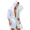 Men's Robes Selling Men Summer Bathrobe Male Silk Short Sleeve Bath Robe Sexy Mens Dressing Gown BathrobesNo shorts 230320
