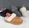 Australië Nieuw patroon dik Soled Slippers Australian Classic Keep Warm Man Boots Womens Mini Half Snow Boot Winter Volbont Fluffy Furry Satijnen enkelschilderlaarzen Box