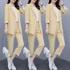 Women's Suits Blazers Vintage Women Pant Suit Women Casual Fashion Light Green Notched Blazer Jacket Pant Office Wear Women Suits Female Sets 230320