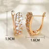 Hoop Earrings Dainty Hollow Small Round Stone White Zircon Crystal Trendy Gold Color Wedding For Women Jewelry