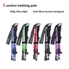 Trekking Poles 5Section Outdoor Fold Trekking Pole Camping Portable Walking Hiking Stick For Nordic Elderly Telescopic Easy Put Into Bag 1 PCS 230320