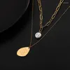 Pendentif Colliers WeSparking EMO Collier En Acier Inoxydable Multi Couches Chaîne Perle Lettre Trombone Lien Bijoux De Mode