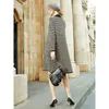 Casual Dresses Women Black Bird Lattice Midi Dress Autumn Winter Thick Warm Korean Vintage Sweaters 2023 Elegant Bodycon Coat