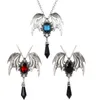 Pendant Necklaces Halloween Necklace Gothic Vampire Bat Women Men Red Blue Black Crystal Costume Party